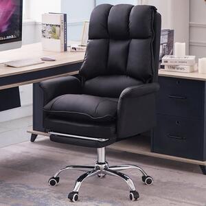 Scaun rotativ de birou cu suport pentru picioare, confortabil și căptușit gros, negru, OC15-L