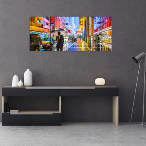 Tablou - Oraș în lumina neoanelor (120x50 cm)