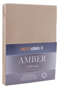 Cearșaf de pat maro DecoKing Amber Collection Cappuccino, 160-180 x 200 cm