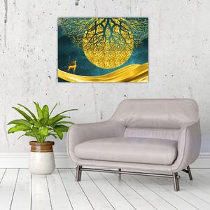 Tablou - Abstract, peisaj auriu (70x50 cm)