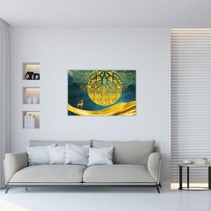 Tablou - Abstract, peisaj auriu (90x60 cm)