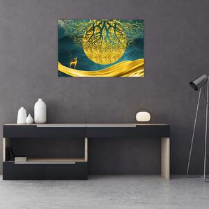 Tablou - Abstract, peisaj auriu (90x60 cm)
