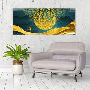 Tablou - Abstract, peisaj auriu (120x50 cm)