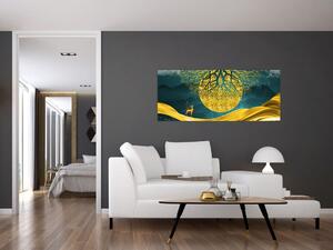 Tablou - Abstract, peisaj auriu (120x50 cm)