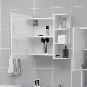 Dulap de baie cu oglindă, alb extralucios, 62,5x20,5x64 cm, PAL