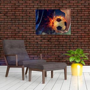 Tablou - Minge de fotbal în flăcări (70x50 cm)