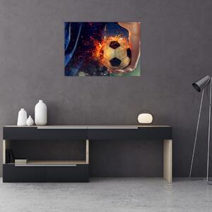 Tablou - Minge de fotbal în flăcări (70x50 cm)