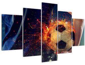 Tablou - Minge de fotbal în flăcări (150x105 cm)