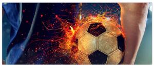 Tablou - Minge de fotbal în flăcări (120x50 cm)