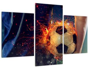 Tablou - Minge de fotbal în flăcări (90x60 cm)