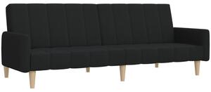 Canapea extensibilă cu 2 locuri, negru, material textil