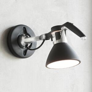 Luceplan Fortebraccio spot perete Ø 11 cm, negru, reglabil, Negru, Camera de zi / sufragerie, Metal, Design