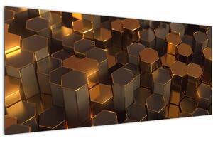 Tablou - Hexagoane de bronz (120x50 cm)