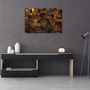Tablou - Hexagoane de bronz (90x60 cm)