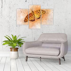Tablou - Fluture portocaliu, aquarelă (90x60 cm)