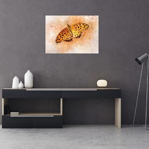 Tablou - Fluture portocaliu, aquarelă (70x50 cm)