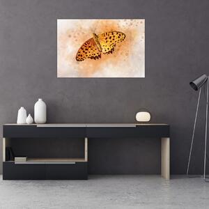Tablou - Fluture portocaliu, aquarelă (90x60 cm)
