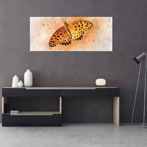 Tablou - Fluture portocaliu, aquarelă (120x50 cm)