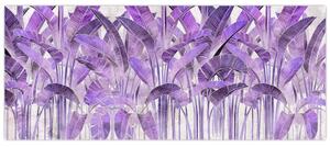 Tablou - Frunze violet în tencuială (120x50 cm)