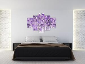 Tablou - Frunze violet în tencuială (150x105 cm)