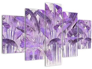 Tablou - Frunze violet în tencuială (150x105 cm)