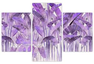 Tablou - Frunze violet în tencuială (90x60 cm)