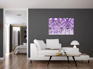 Tablou - Frunze violet în tencuială (90x60 cm)