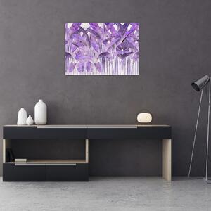 Tablou - Frunze violet în tencuială (70x50 cm)