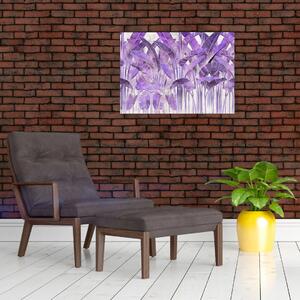 Tablou - Frunze violet în tencuială (70x50 cm)