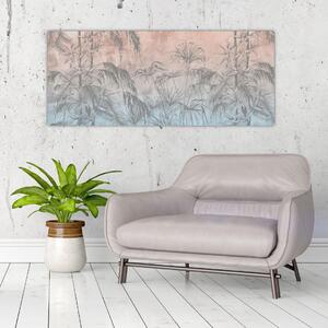Tablou - Plante tropicale pe perete (120x50 cm)