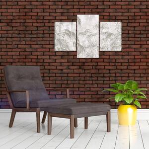 Tablou - Plante tropicale pe perete gri (90x60 cm)