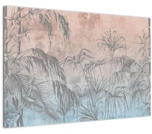 Tablou - Plante tropicale pe perete (90x60 cm)