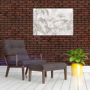 Tablou - Plante tropicale pe perete gri (90x60 cm)