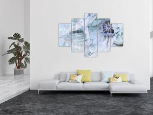 Tablou - Frescă florală pe un perete de cărămidă (150x105 cm)