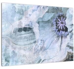 Tablou pe sticlă - Frescă florală pe un perete de cărămidă (70x50 cm)