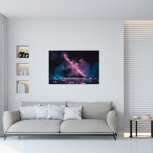 Tablou - Fum roz-albastru (90x60 cm)
