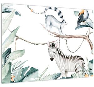 Tablou pe sticlă - Animale exotice (70x50 cm)