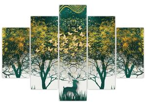 Tablou - Căprioare în pădurea verde (150x105 cm)