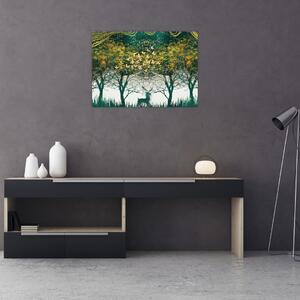 Tablou - Căprioare în pădurea verde (70x50 cm)