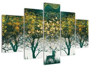 Tablou - Căprioare în pădurea verde (150x105 cm)