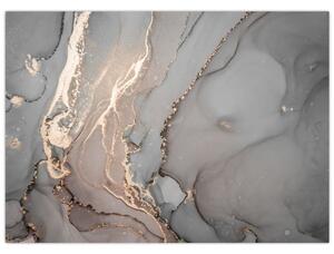 Tablou pe sticlă - Marmură gri-auriu (70x50 cm)