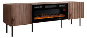 Comodă TV Fama II, Nuc, Negru, PAL laminat, MDF, 58x181x42cm