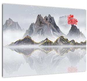 Tablou - Munții în ceață (70x50 cm)