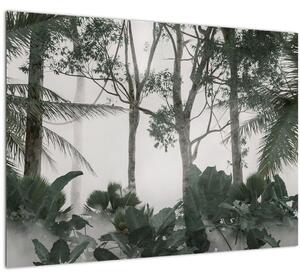 Tablou pe sticlă - Jungla în ceața dimineții (70x50 cm)
