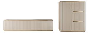 Set de living Comfivo Ovitas I, Bej, Auriu, PAL laminat, MDF