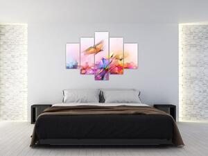 Tablou - Fluture asupra florilor, abstracție (150x105 cm)