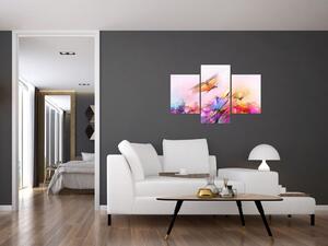 Tablou - Fluture asupra florilor, abstracție (90x60 cm)