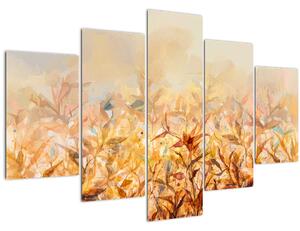 Tablou - Frunze în culori de toamnă, pictură în ulei (150x105 cm)