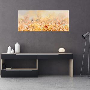 Tablou - Frunze în culori de toamnă, pictură în ulei (120x50 cm)