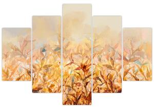 Tablou - Frunze în culori de toamnă, pictură în ulei (150x105 cm)